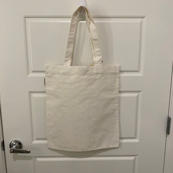 Make Life Easy Canvas Tote Bag. Off White. O/S. Snap Button For Closure. Kidcore - Picture 3 of 6